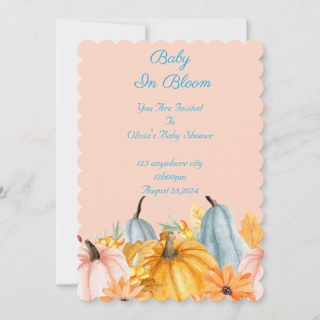 Pumpkins baby shower invitation  (Front)