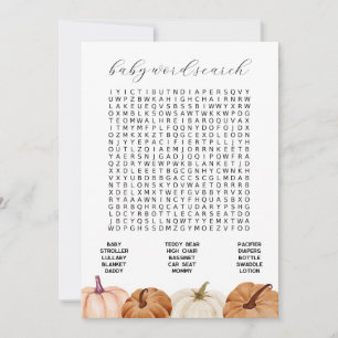 Pumpkins Baby Word Search Game Card