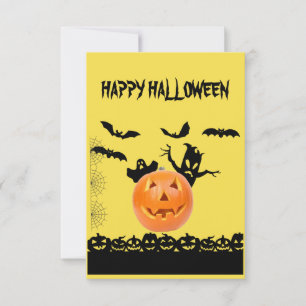 Pumpkins, Bats and Ghost Card