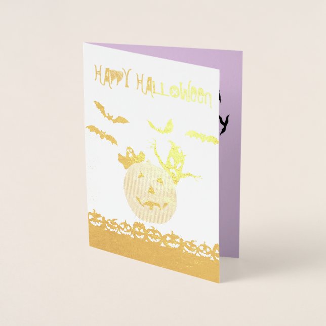 Pumpkins, Bats and Ghost Foil Card (Front)