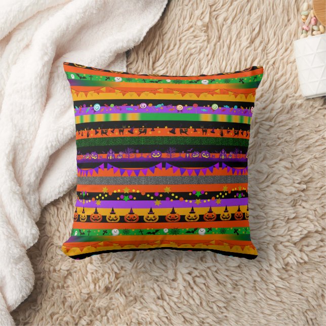 Pumpkins, Bats and Halloween Party  Cushion (Blanket)