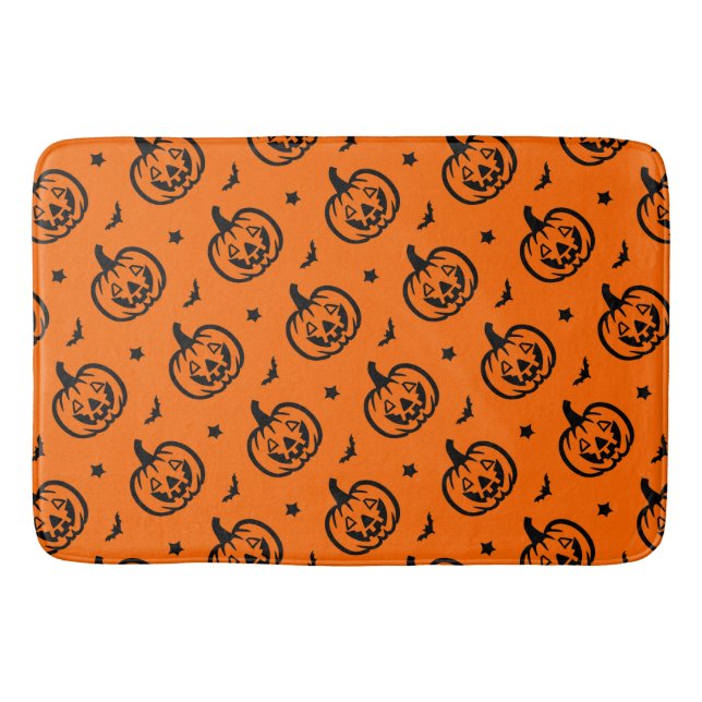 Pumpkins, Bats and Stars Bath Mat (Front)