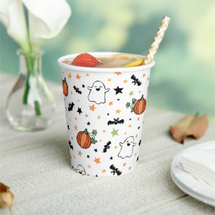 Pumpkins Bats Ghosts Cute Halloween Pattern Paper Cups