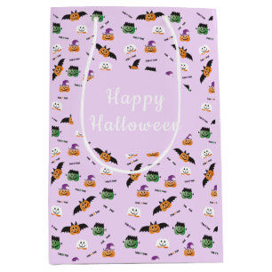 Pumpkins Bats Witch Frankenstein Pattern Halloween Medium Gift Bag
