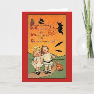Pumpkins, Bats, Witches, Hats Halloween Card