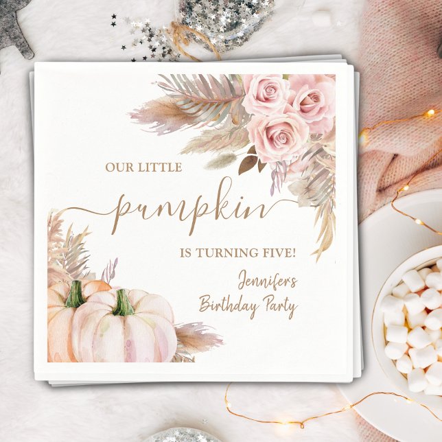 Pumpkins Birthday Girl Boho Fall  Napkin (Creator Uploaded)