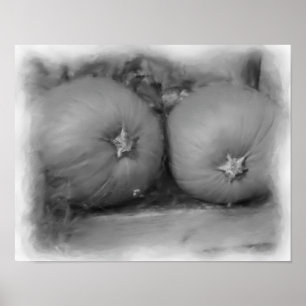 Pumpkins Black And White Art Nature Print