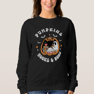 Pumpkins Books & Boos Ghost & Books Cosy Retro  Sweatshirt