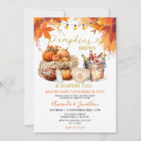 Pumpkins Brews Diapers Rustic Leaves Gender Reveal