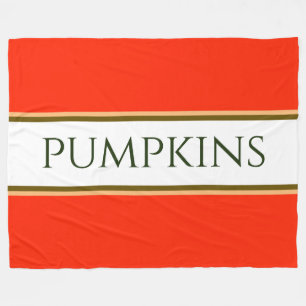 PUMPKINS Bright Autumn Orange Brown White Stripes Fleece Blanket