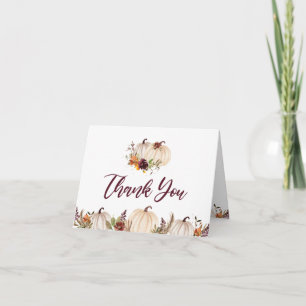 Pumpkins Burgundy Orange Floral Baby Shower  Thank You Card