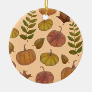 Pumpkins ceramic ornament