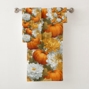 Pumpkins & Chrysanthemums Fall Design Bath Towel Set
