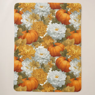 Pumpkins & Chrysanthemums Fall Design Sherpa Blanket