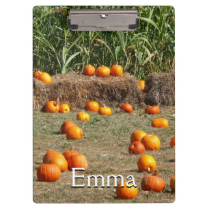 Pumpkins, Corn and Hay Autumn Harvest Photography Clipboard