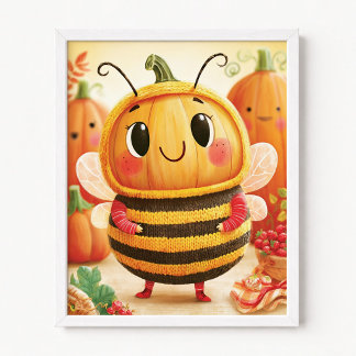 Pumpkins Disguised as a Bumblebee Poster