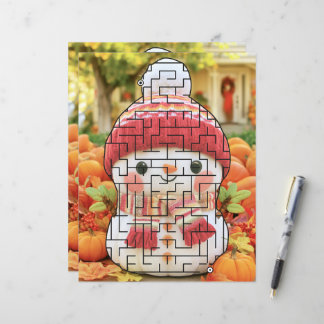 Pumpkins Disguised as a Snowman Maze Paper Sheet