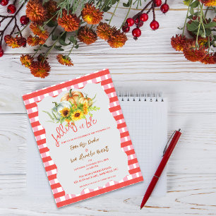 Pumpkins Falling in Love Fall Wedding Invitation Postcard