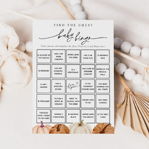 Pumpkins Find the Guest Baby Bingo Game Card