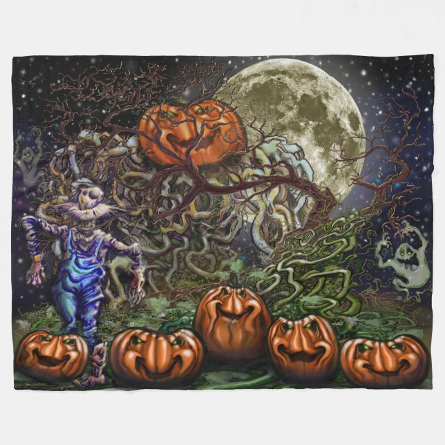 Pumpkins Fleece Blanket (Front (Horizontal))