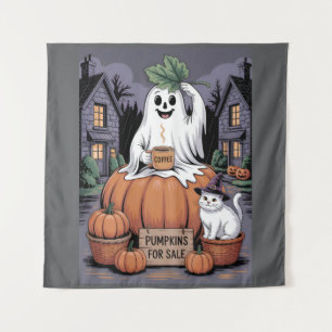 Pumpkins For Sale & Caffeine Ghost & Cat V2 Tapestry