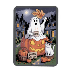 Pumpkins For Sale & Caffeine Ghost With Cat V3 Magnet