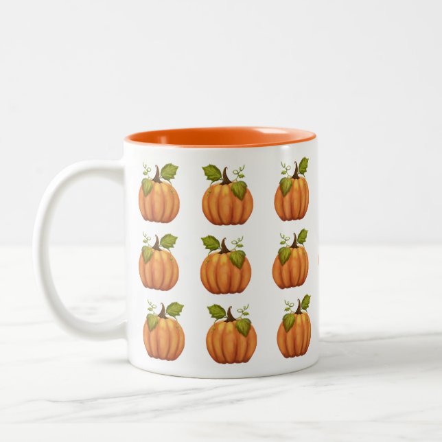 Pumpkins from the garden Two-Tone coffee mug (Left)