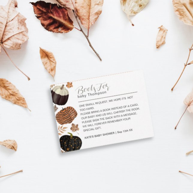 Pumpkins Gender Neutral Book Request Baby Shower Enclosure Card (Creator Uploaded)