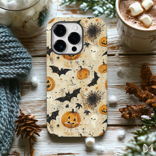 Pumpkins Ghosts and Bats on Warm Halloween Night Case-Mate iPhone 14 Pro Case