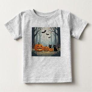 Pumpkins ghosts black cats happy halloween baby T-Shirt