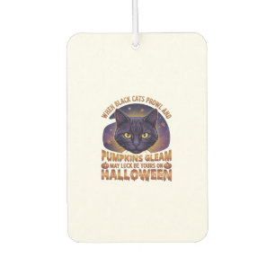Pumpkins Gleam Halloween Black Cat Falling Leaves_ Car Air Freshener