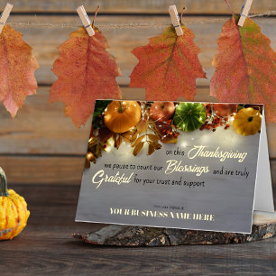 Pumpkins Grateful Thanksgiving Blessings Foil Holiday Card