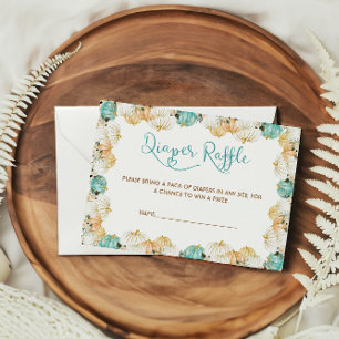 Pumpkins Green White Diaper Raffle Enclosure Card