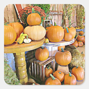 Pumpkins Halloween Autumn Stand Stickers