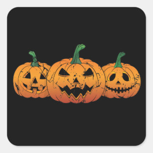 Pumpkins Halloween Jack O Lantern Spooky Square Sticker