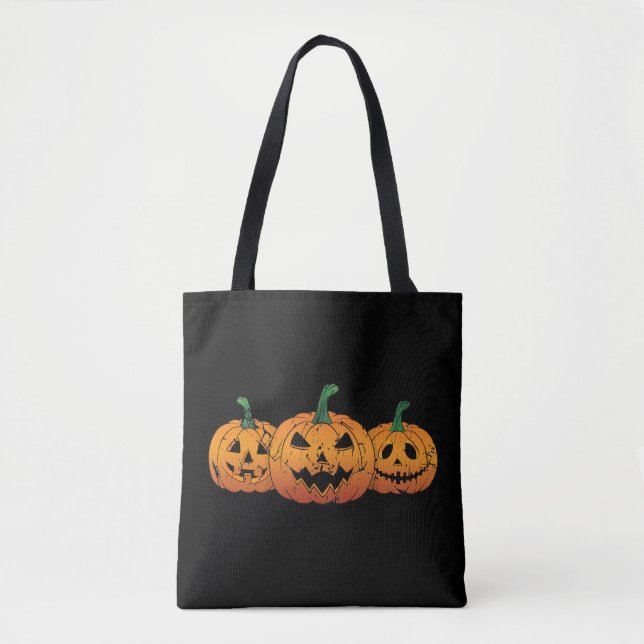 Pumpkins Halloween Jack O Lantern Spooky Tote Bag (Front)