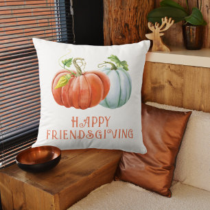 Pumpkins Happy Friendsgiving burnt orange fall Cushion