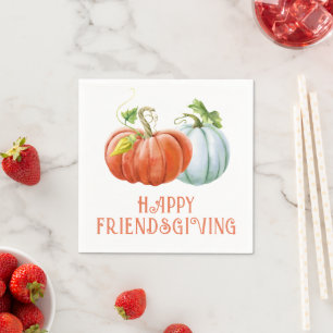 Pumpkins Happy Friendsgiving burnt orange fall Napkin