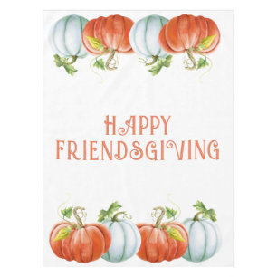 Pumpkins Happy Friendsgiving burnt orange fall Tablecloth