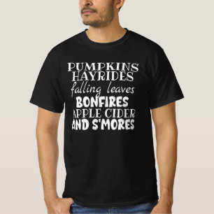 Pumpkins Hayrides Apple Cider And Falling Leave T-Shirt