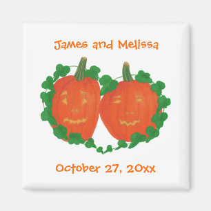 Pumpkins in Love Halloween Wedding Magnets