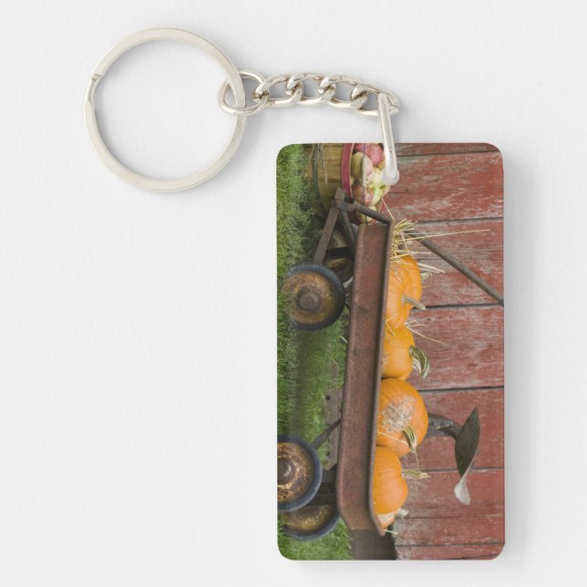 Pumpkins in old wagon key ring (Front)