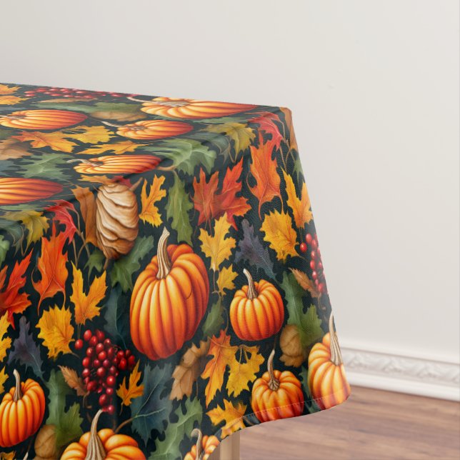 Pumpkins in the Leaves with Berries Tablecloth (In Situ)