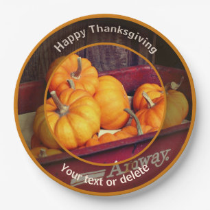 Pumpkins In Wagon Personalized Fall Thanksgiving Paper Plate