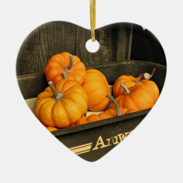 Pumpkins In Wagon Sepia Ornament (Front)