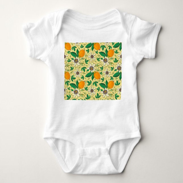 Pumpkins & Leaves: Autumn Harvest Baby Bodysuit (Front)