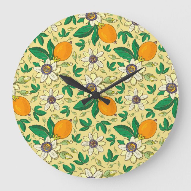 Pumpkins & Leaves: Autumn Harvest Large Clock (Front)