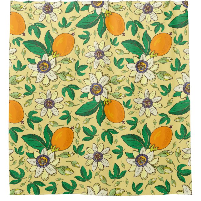 Pumpkins & Leaves: Autumn Harvest Shower Curtain (Front)