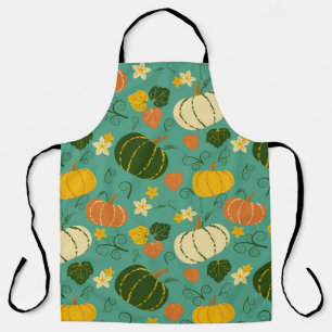 Pumpkins, leaves: autumn vegetable pattern apron