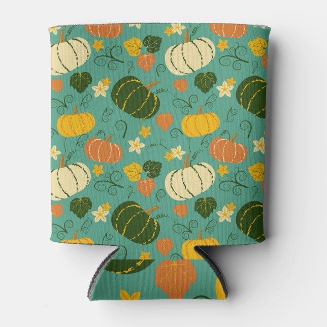 Pumpkins, leaves: autumn vegetable pattern can cooler (Front)